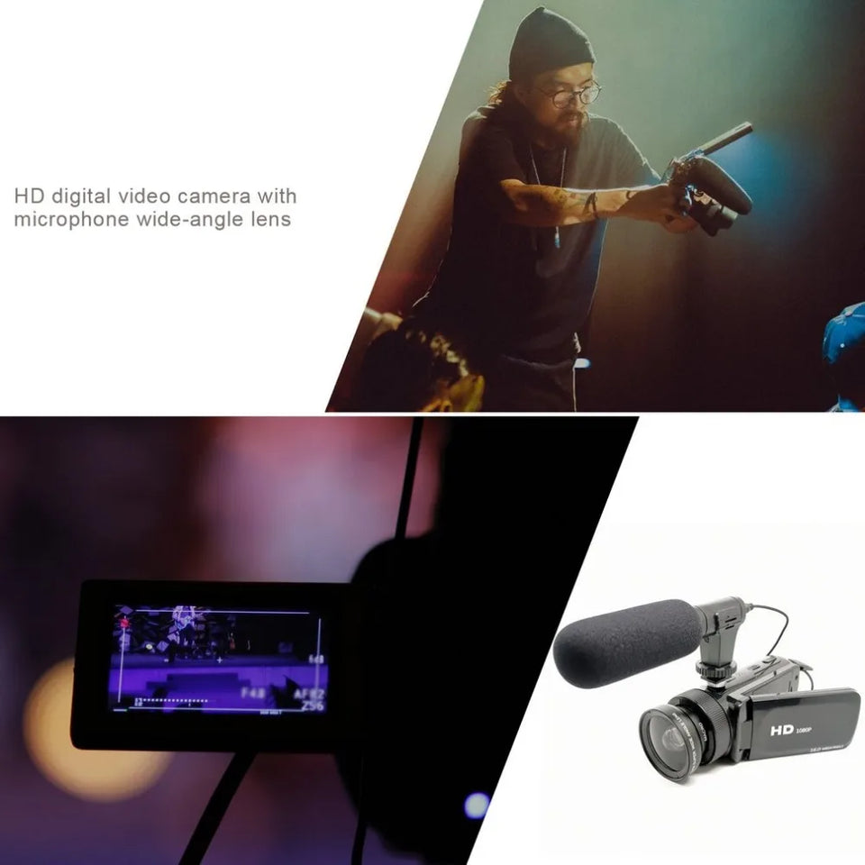 2024 New D100 1080P Video Camera Camcorder 16 X Digital Zoom Camera With Microphone Wide Angle Lens Digital Camera Recorder Set