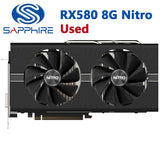 Used SAPPHIRE RX580 8G Nitro 14nm Video Card 2304SP 256Bit GDDR5 Graphics Cards RX 500 RX 580 8GB Nitro+ DP HDMI DVI 2304 SP