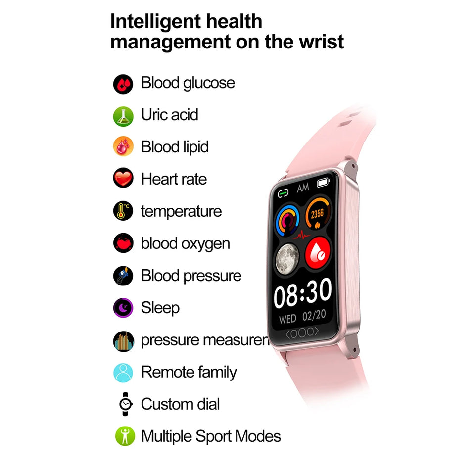 TK71pro Smart Watches For Men Women 1.47" Screen Fitness Tracker Heart Rate Blood Glucose Monitor IP68 Waterproof Smartwatch