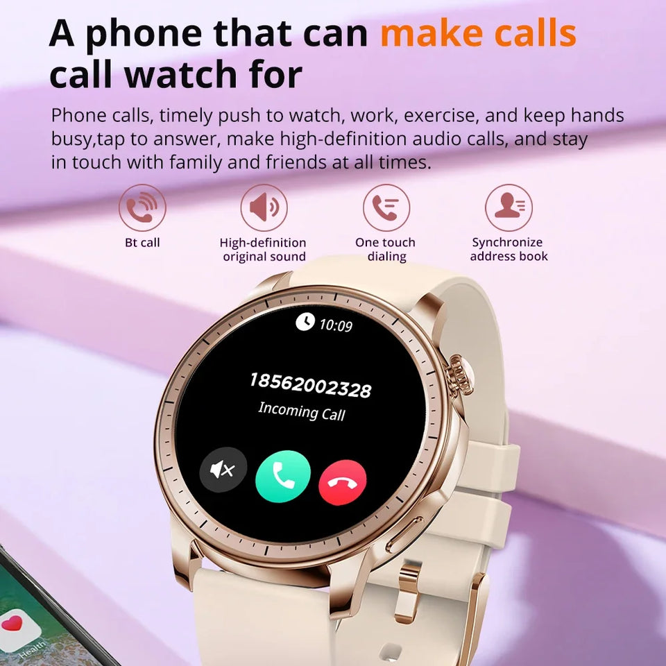 V65 Smartwatch Women 1.32 inch AMOLED Bluetooth Call Smart Watch Custom Dial Watches Heart Rate Tracker For Android iOS Watches