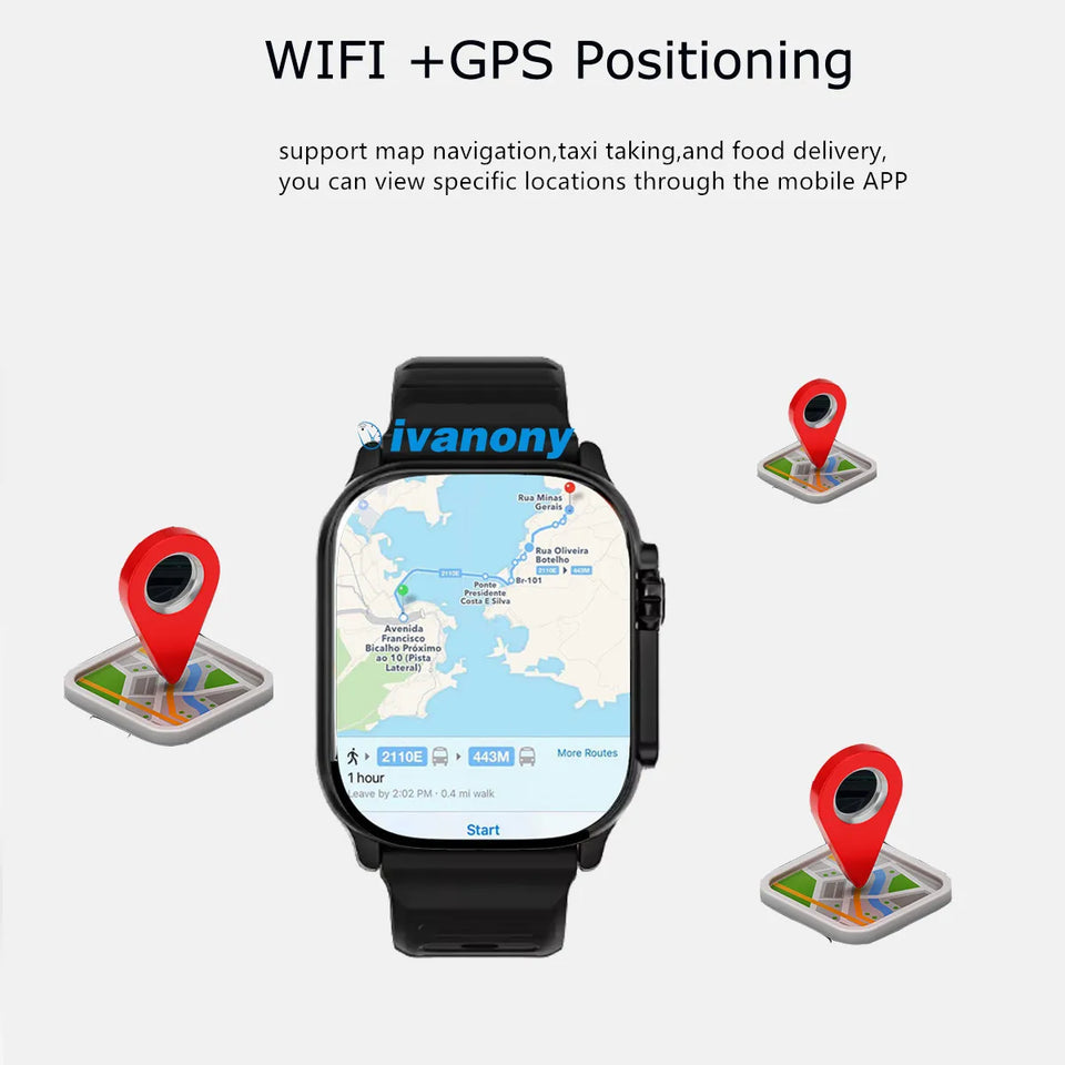Smart Watch 4G S9 Ultra Android System WIFI GPS Rotary 180° Camera Play Store SIM Card Tiktok Youtube Whatsapp Reply Smartwatch