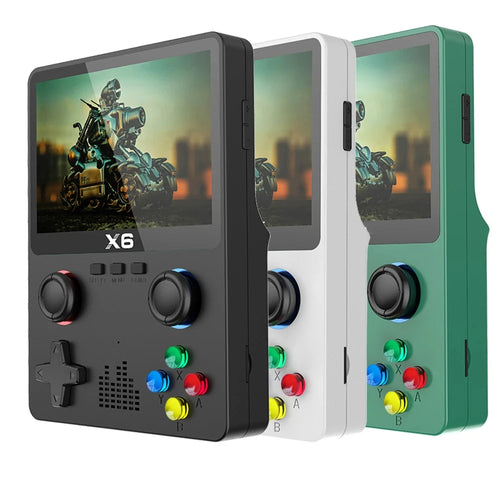 2024 New X6 3.5Inch IPS Screen Handheld Game Player Dual Joystick 11 Simulators GBA Video Game Console for Kids Gifts