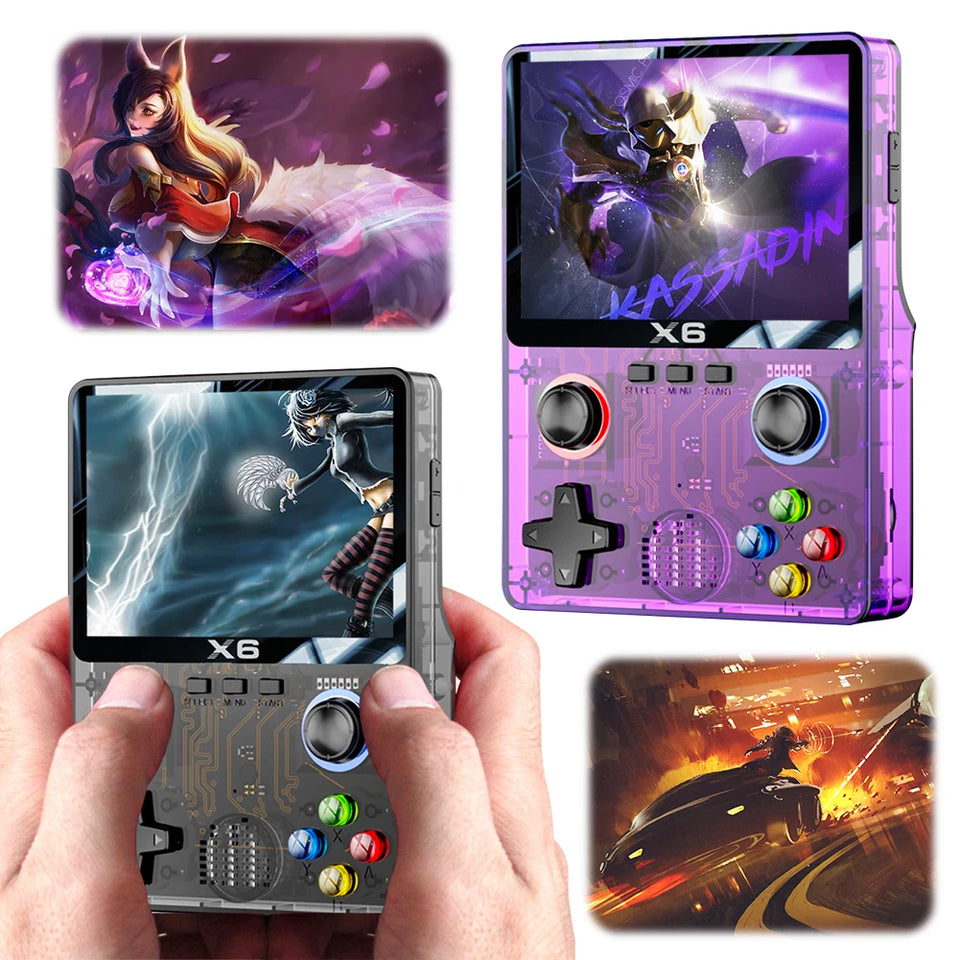 X6 Portable Video Game Console 2000mAh 3.5 Inch IPS Screen 8000 Games Built in 11 Emulators Support Double Player Children Gifts