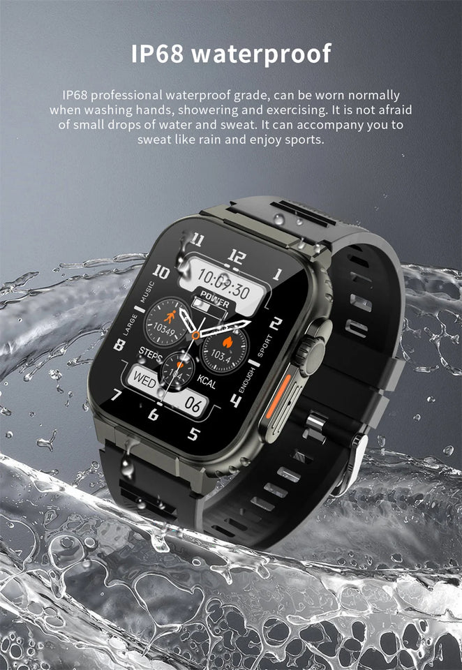 3ATM Waterproof AMOLED Bluetooth Call Smart Watch Men 600Mah Large Battery 100+ Sport GPS Fitness tracker Smartwatch Man 2024NEW