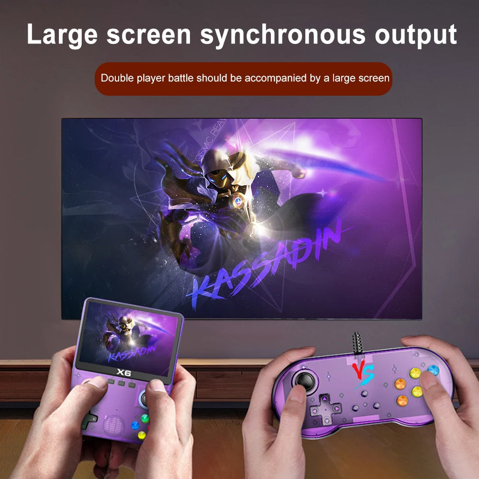X6 Portable Video Game Console 2000mAh 3.5 Inch IPS Screen 8000 Games Built in 11 Emulators Support Double Player Children Gifts