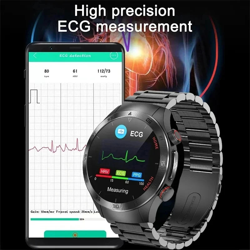 2024 New Non-invasive Blood glucose Smart Watch Blood pressure Blood lipids Uric acid AMOLED HD Screen Laser therapy Smartwatch
