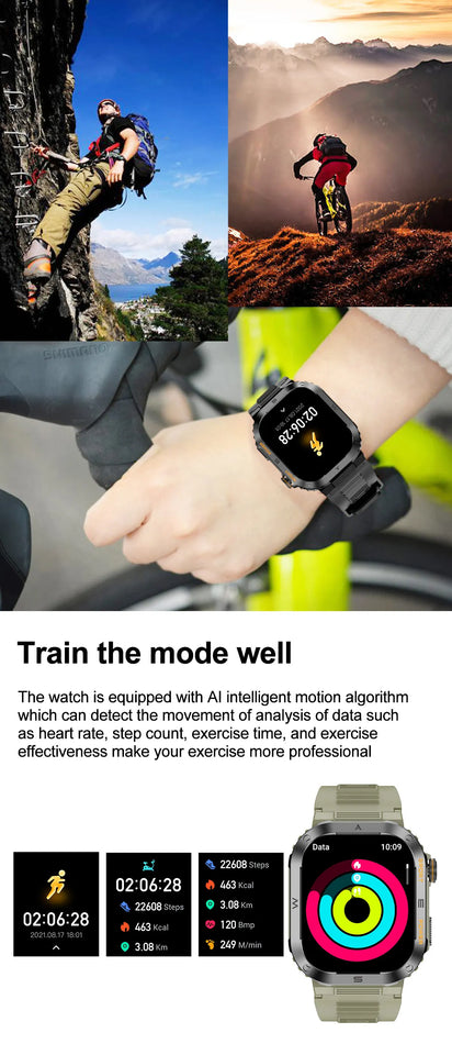 2023 New Full Touch Smart Watch Men For Android Xiaomi Blood Pressure Oxygen Fitness Watch 5 Atm Waterproof Military SmartWatch