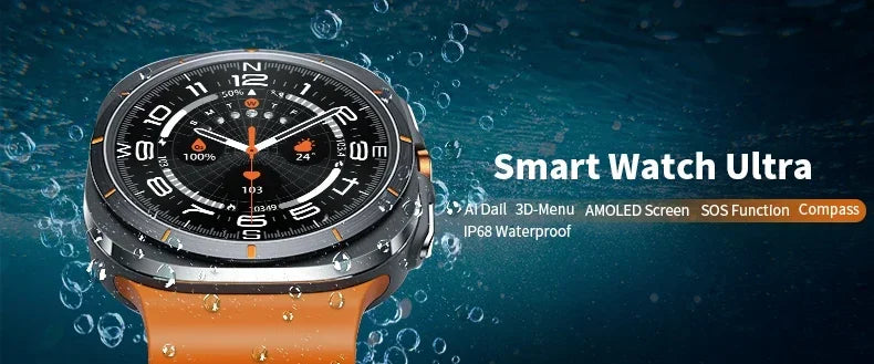2024 New Watch Ultra GPS Track Smart Watch Men AMOLED Body Temperature Clock Sport Bluetooth Call Smart Watch For Samsung Galaxy