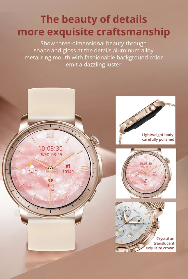 V65 Smartwatch Women 1.32 inch AMOLED Bluetooth Call Smart Watch Custom Dial Watches Heart Rate Tracker For Android iOS Watches