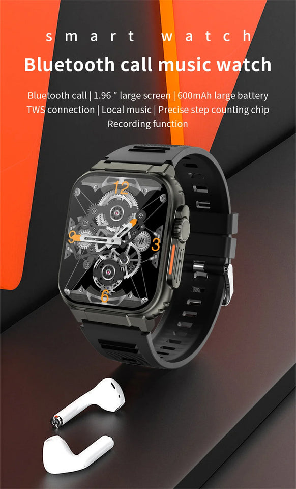 3ATM Waterproof AMOLED Bluetooth Call Smart Watch Men 600Mah Large Battery 100+ Sport GPS Fitness tracker Smartwatch Man 2024NEW