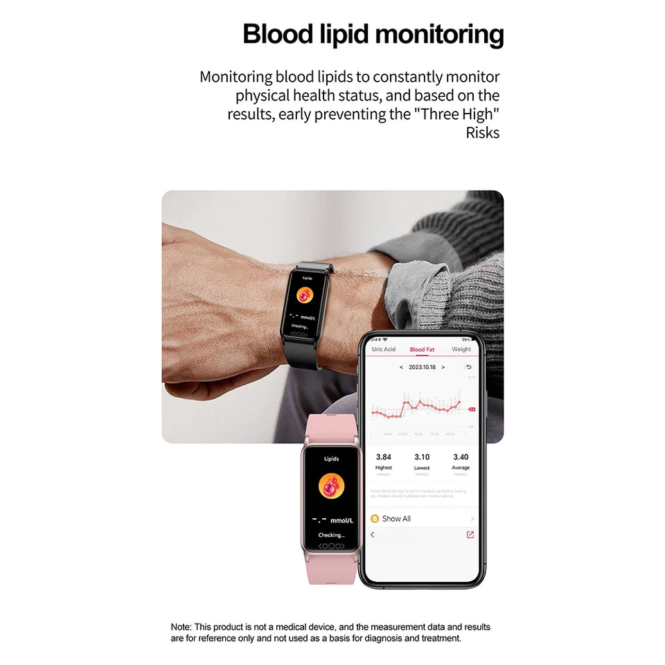 TK71pro Smart Watches For Men Women 1.47" Screen Fitness Tracker Heart Rate Blood Glucose Monitor IP68 Waterproof Smartwatch