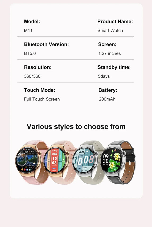 For Huawei IOS Xiaomi Gold Fashion Smart Watch Women GPS Sport Trajectory Heart Rate NFC Bluetooth Call Waterproof Smartwatches