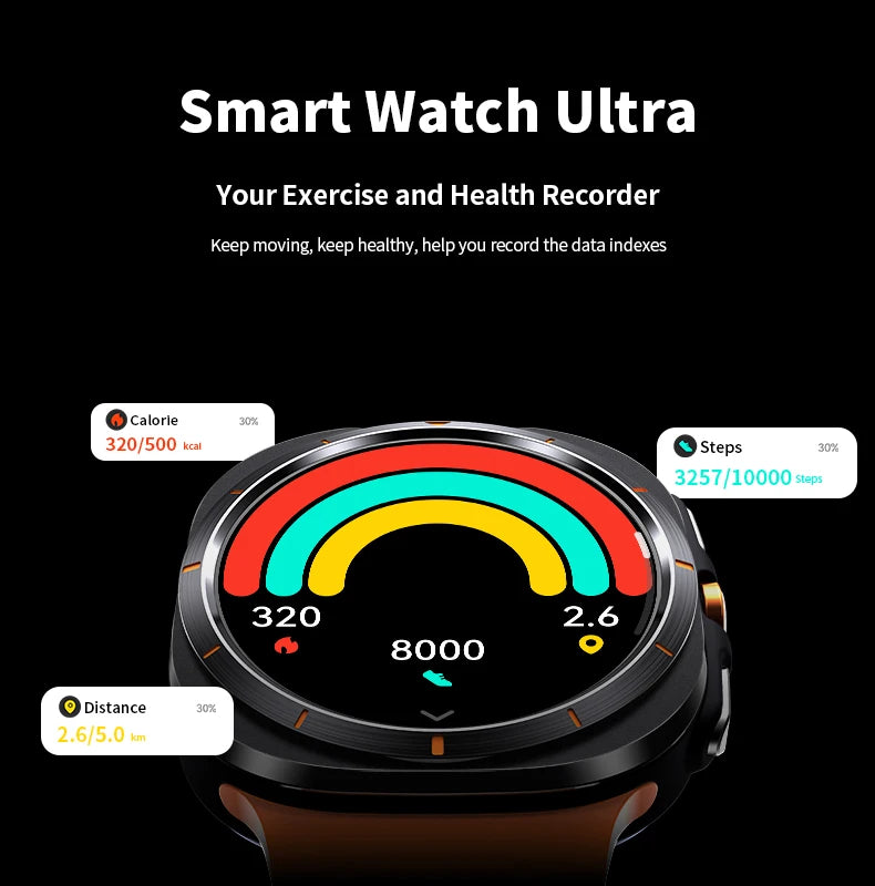 Zordai For Samsung Galaxy Watch Ultra GPS Track Smart Watch Men Amoled Always Display Body Temperature Clock BT Talk Smart Watch