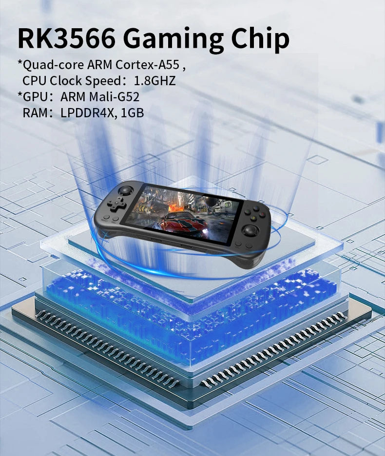 Powkiddy X55 5.5 inch IPS Screen Handheld Game Console Open Source RK3566 Retro Video Games Console Player Box Children's Gifts