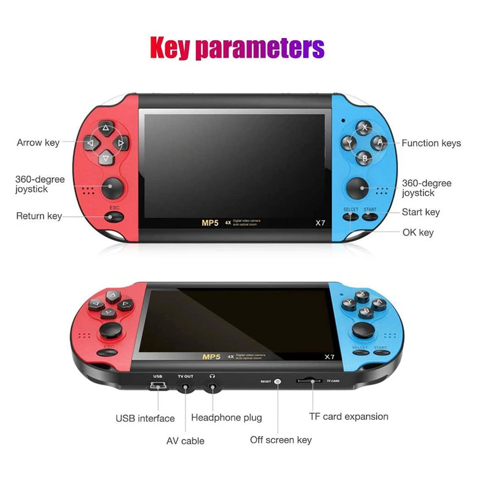 X7 Handheld Game Player 8GB Pocket Video Game Console AV TV Out MP3 MP4 Player Lightweight Game Playing Element