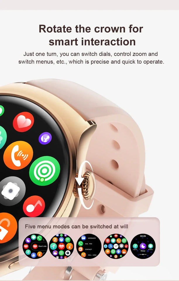 For Huawei IOS Xiaomi Gold Fashion Smart Watch Women GPS Sport Trajectory Heart Rate NFC Bluetooth Call Waterproof Smartwatches