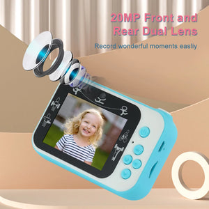 1080P Kids Digital Camera Dual Lens 2.4 Inch IPS Screen Interesting Games Birthday Christmas Gift for Boys Girls