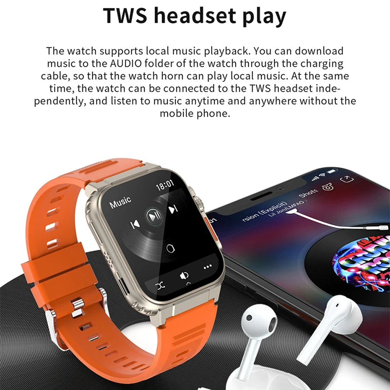 3ATM Waterproof AMOLED Bluetooth Call Smart Watch Men 600Mah Large Battery 100+ Sport GPS Fitness tracker Smartwatch Man 2024NEW