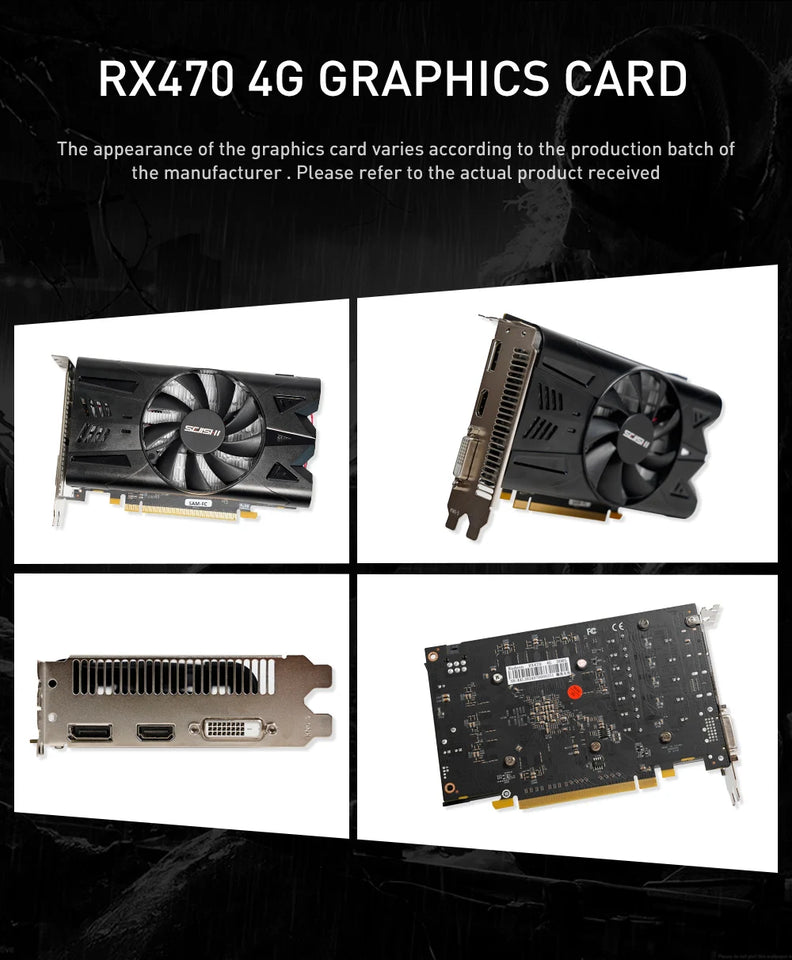 SEJISHI RX 470 4G Graphics Cards AMD Radeon RX470 4GB GDDR5 256bit Video Card HDMI DP DVI Desktop Gaming Computer placa de video