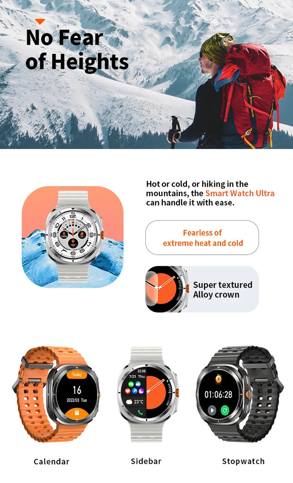 Zordai For Samsung Galaxy Watch Ultra GPS Track Smart Watch Men Amoled Always Display Body Temperature Clock BT Talk Smart Watch