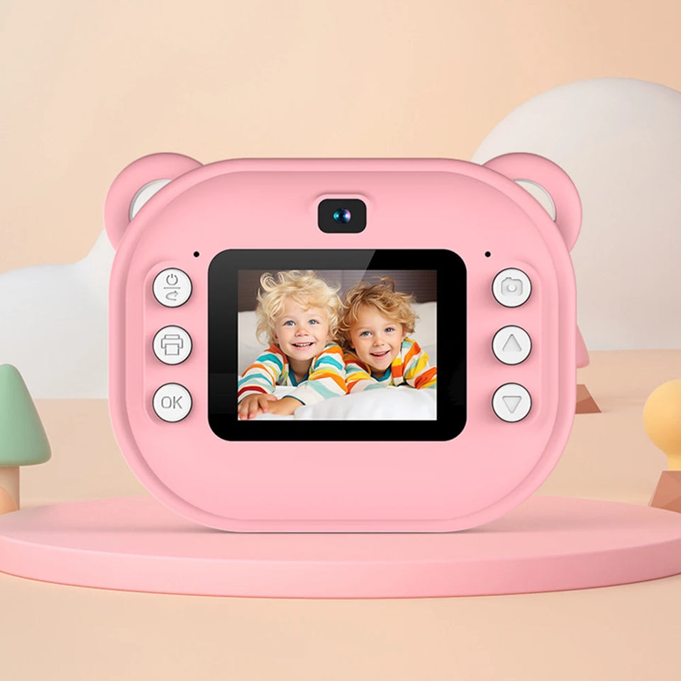 Children Mini Digital Camera Instant Print with 2 Rolls Thermal Print Paper Selfie Video Camera Photo Printing Camera Gifts