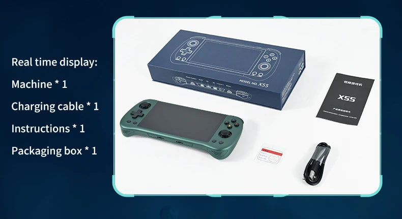 Powkiddy X55 5.5 inch IPS Screen Handheld Game Console Open Source RK3566 Retro Video Games Console Player Box Children's Gifts