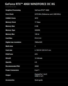 GIGABYTE GeForce RTX 4060 WINDFORCE OC 8G 2023 Gaming New Graphic Card GDDR6 RTX4060 8G Nvidia GPU Video Cards 8Pin 128 Bit