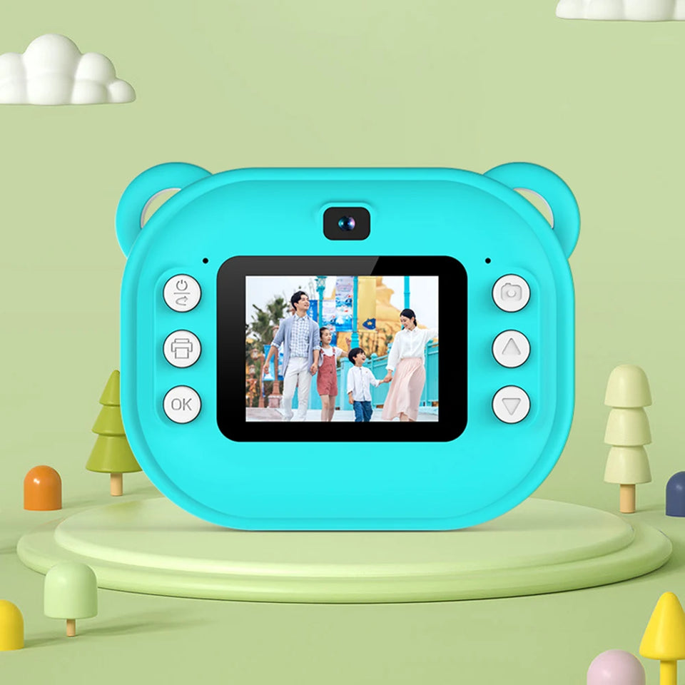 Children Mini Digital Camera Instant Print with 2 Rolls Thermal Print Paper Selfie Video Camera Photo Printing Camera Gifts