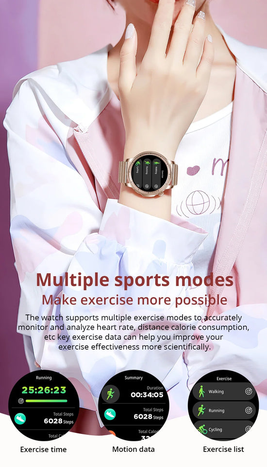 V65 Smartwatch Women 1.32 inch AMOLED Bluetooth Call Smart Watch Custom Dial Watches Heart Rate Tracker For Android iOS Watches