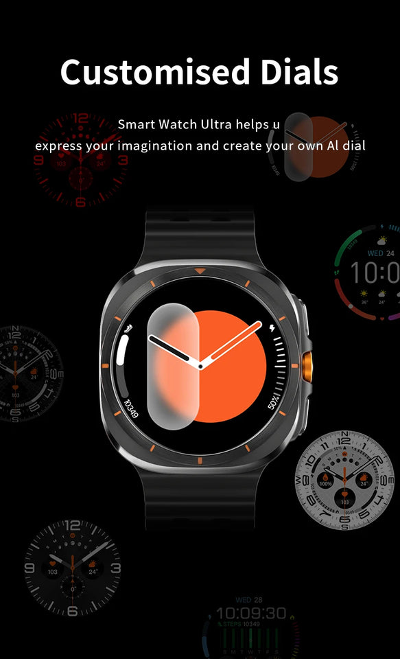 Zordai For Samsung Galaxy Watch Ultra GPS Track Smart Watch Men Amoled Always Display Body Temperature Clock BT Talk Smart Watch