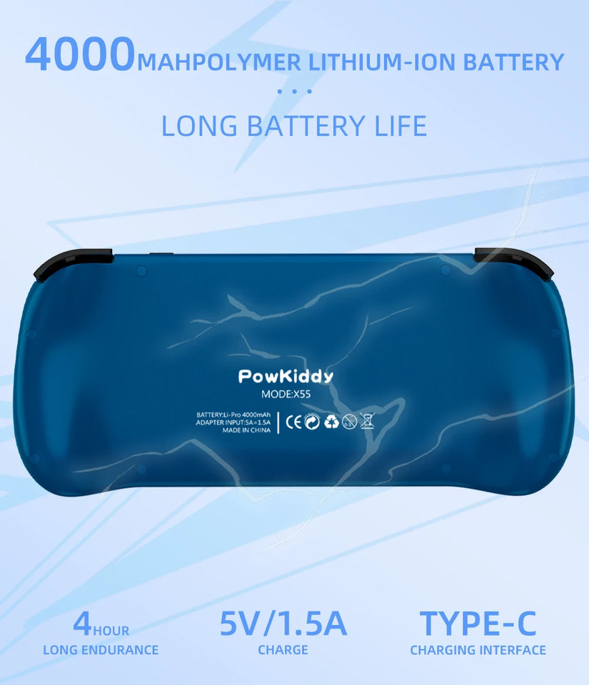 Gamehero POWKIDDY X55 5.5 INCH 1280*720 IPS Screen RK3566 Handheld Game Console Open-Source Retro Console Children's gifts