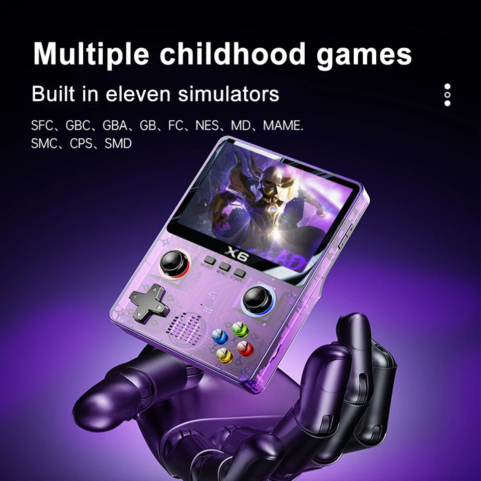 X6 Portable Video Game Console 2000mAh 3.5 Inch IPS Screen 8000 Games Built in 11 Emulators Support Double Player Children Gifts