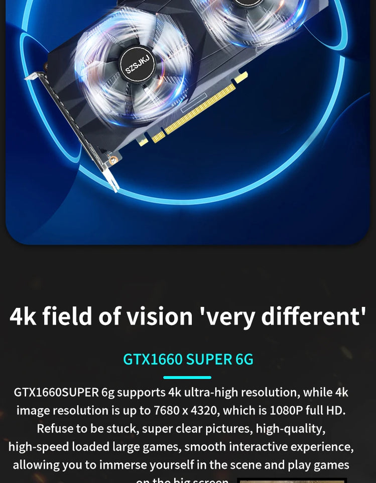 GTX 1660 Super 6GB Graphics Card Support Gaming Desktop GTX 1660Super GPU GDDR6 192bit HDMI*1 PCI-E Video Card