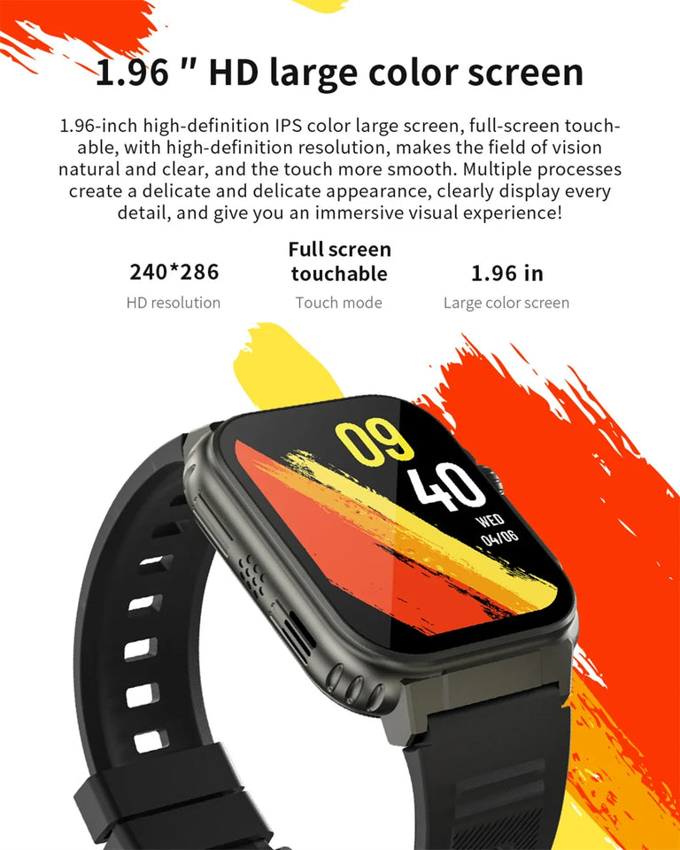 3ATM Waterproof AMOLED Bluetooth Call Smart Watch Men 600Mah Large Battery 100+ Sport GPS Fitness tracker Smartwatch Man 2024NEW