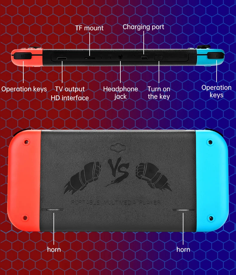 NEW X80 Portable Game Console 7-inch HD Large Screen Arcade PS1 Emulator Multi-function Nostalgia Classic PSP Handheld Game