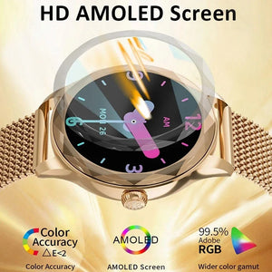 Zordai OD8 Ultra Thin Smart Watch For Women AMOLED Full Screen IP68 Waterproof Lady Watch Sports Fitness Tracker Smartwatch 2024