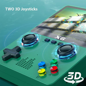2024 New X6 3.5Inch IPS Screen Handheld Game Player Dual Joystick 11 Simulators GBA Video Game Console for Kids Gifts