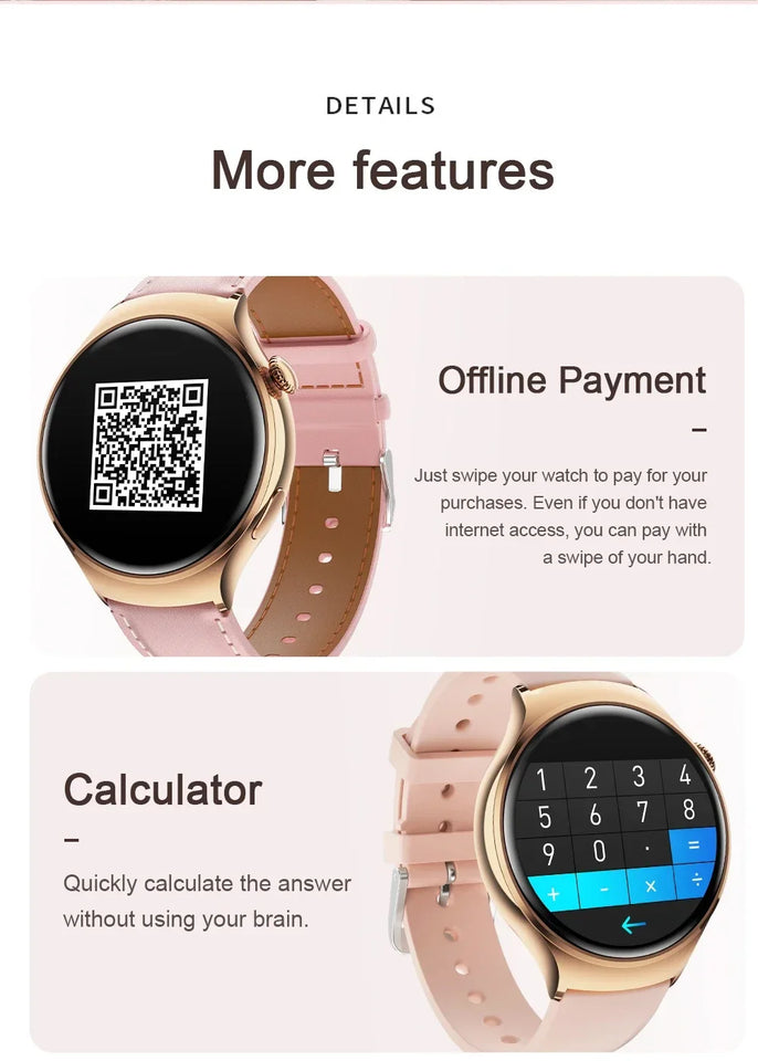 For Huawei IOS Xiaomi Gold Fashion Smart Watch Women GPS Sport Trajectory Heart Rate NFC Bluetooth Call Waterproof Smartwatches