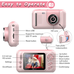 New Kids Camera 1080P Handheld 2.4 Inch HD Screen Childrens Digital Camera Video Recorder Toys for Kids Baby Girl Birthday Gift