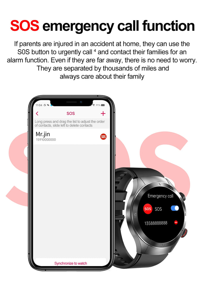 Laser Treatment Three High Smart Watch ECG Blood Glucose Smartwatch Body Temperature Bluetooth Call Clock 2024 New Medical Grade