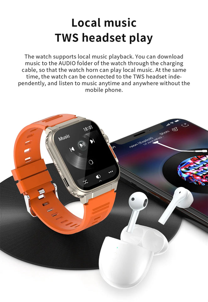3ATM Waterproof AMOLED Bluetooth Call Smart Watch Men 600Mah Large Battery 100+ Sport GPS Fitness tracker Smartwatch Man 2024NEW