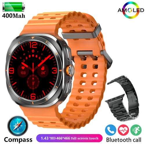 Zordai For Samsung Galaxy Watch Ultra GPS Track Smart Watch Men Amoled Always Display Body Temperature Clock BT Talk Smart Watch