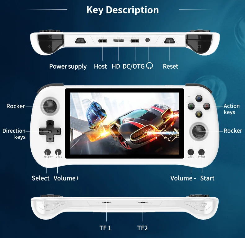 Powkiddy X55 5.5 inch IPS Screen Handheld Game Console Open Source RK3566 Retro Video Games Console Player Box Children's Gifts