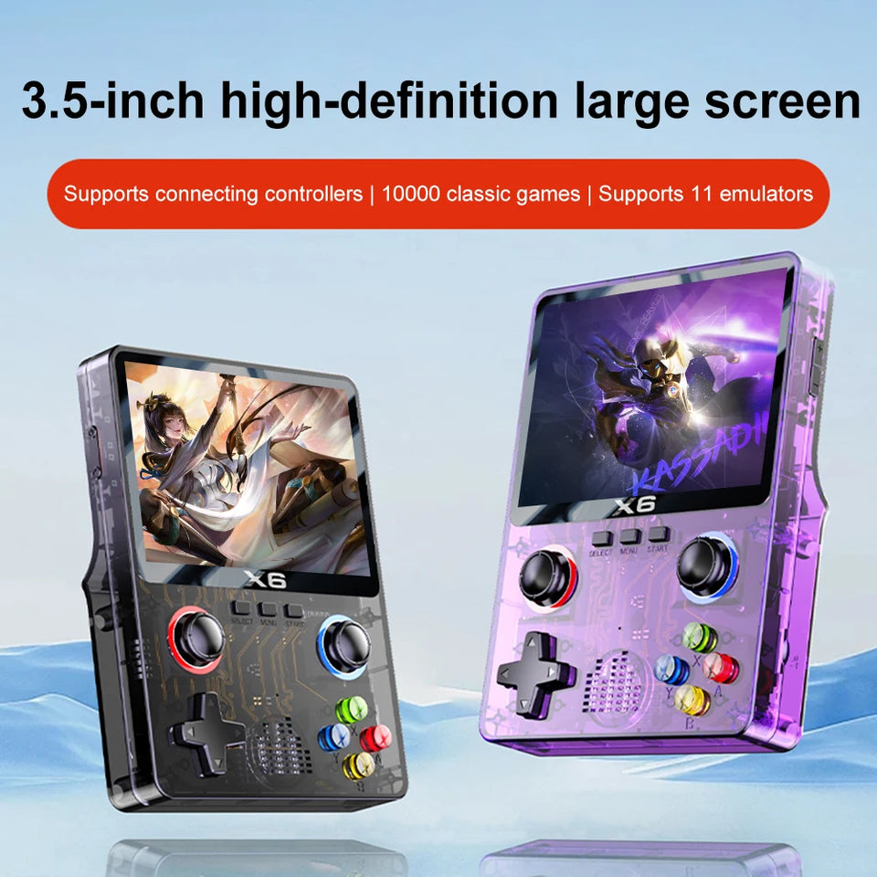 X6 Portable Video Game Console 2000mAh 3.5 Inch IPS Screen 8000 Games Built in 11 Emulators Support Double Player Children Gifts
