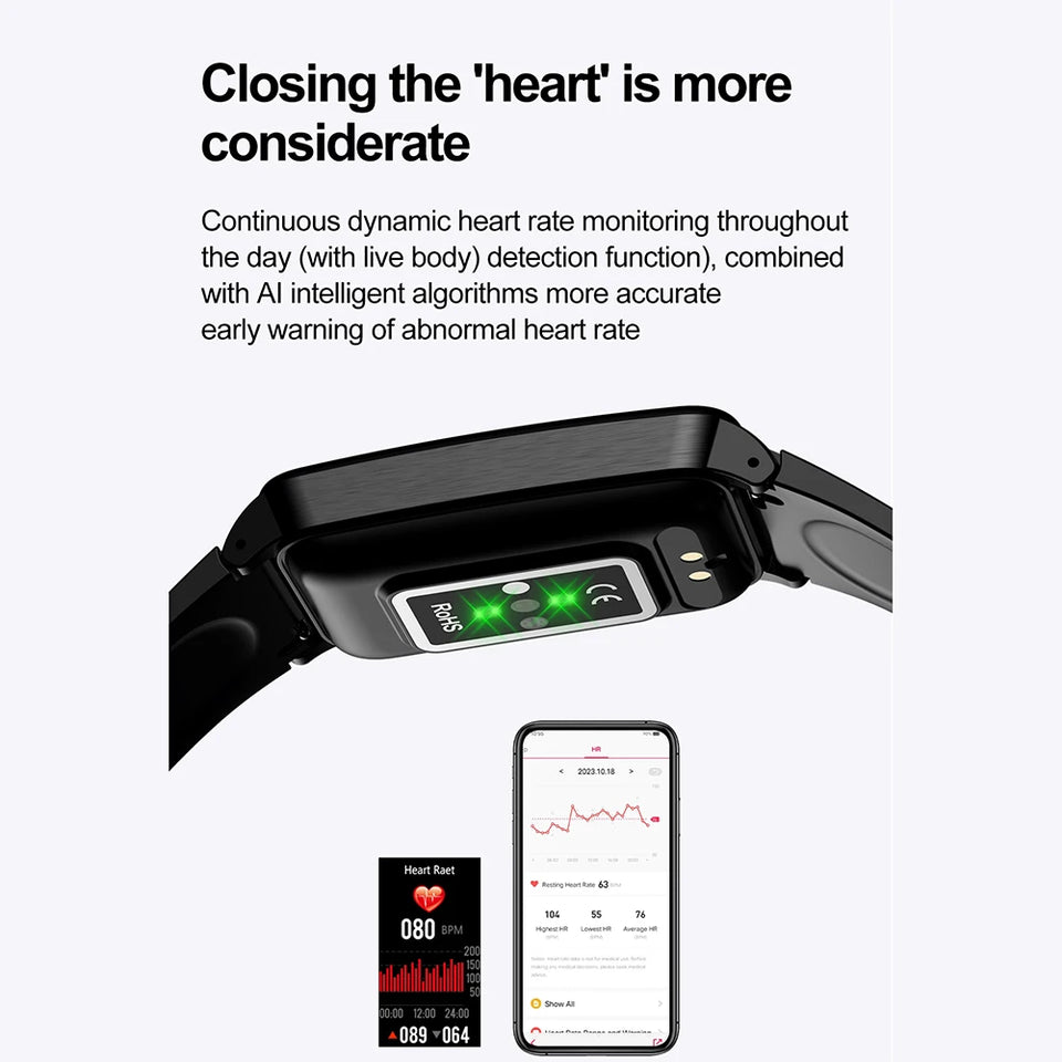 TK71pro Smart Watches For Men Women 1.47" Screen Fitness Tracker Heart Rate Blood Glucose Monitor IP68 Waterproof Smartwatch