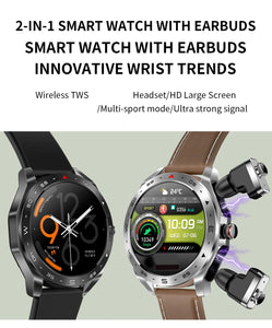 2024 New T95 Smart Watch TWS2 In 1 Bluetooth Earphones HIFI 9D Sound Quality With Built-In Speaker AI Voice Health Monitoring