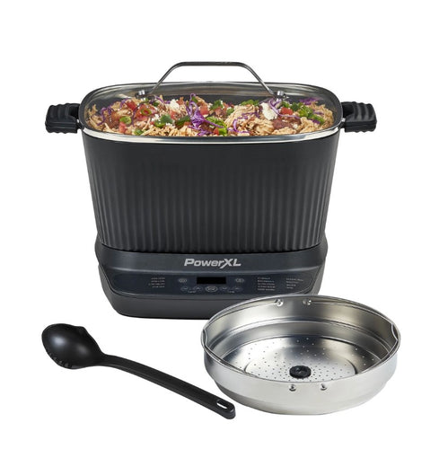 STIRMAX PLUS 7.5 Quart Digital Multi-Cooker with Automatic Paddle to Stir and Shred, 9 in 1 programmable presets to Sauté, Sear, and Brown Food Before Simmering – Accessories & Cookbook Included