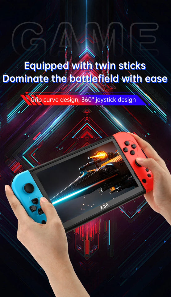 NEW X80 Portable Game Console 7-inch HD Large Screen Arcade PS1 Emulator Multi-function Nostalgia Classic PSP Handheld Game