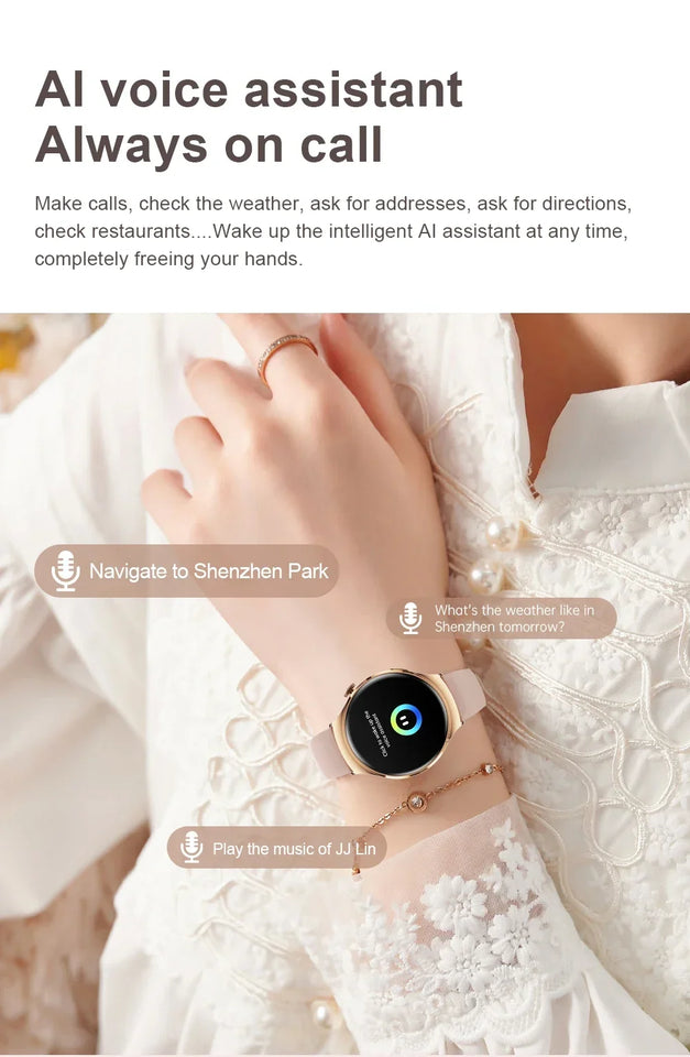 For Huawei IOS Xiaomi Gold Fashion Smart Watch Women GPS Sport Trajectory Heart Rate NFC Bluetooth Call Waterproof Smartwatches