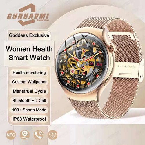 For Huawei IOS Xiaomi Gold Fashion Smart Watch Women GPS Sport Trajectory Heart Rate NFC Bluetooth Call Waterproof Smartwatches